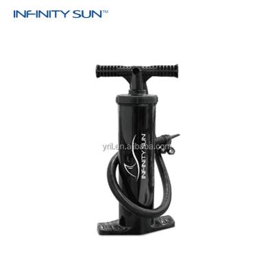 China 4 universal adapters included to fit any size of Air Valves Wholesale Outdoor Pump High Quality Cheap Heavy Duty Double Action Camping Hand Pump for sale