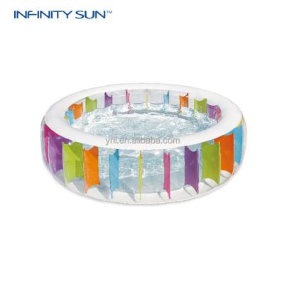 China Large Age 6+ Rainbow Floating Swimming Pool Outdoor Inflatable Water Sports Swimming Pool For Kids for sale