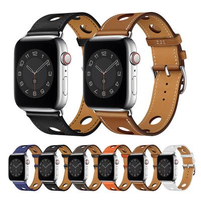 China High Quality Genuine Leather Wrist Watch Band Strap Easy Installation For Apple Watch Series 7 6 5 4 3 2 1 Se For 45 41mm Apple Watch Bands for sale