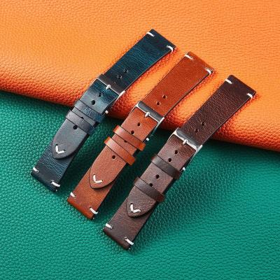 China Vintage & Hot Selling Luxury Handmade 26mm Vintage Strap 22mm Italian Wrist Scare 20mm Genuine Leather Mechanical Watch Band for sale