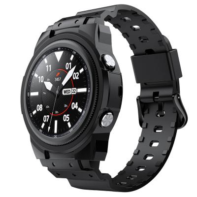 China Luxury And Shape 41mm 45mm Matte Black Fullbody Sport Band TPU Smart Watch Strap With Case For Samsung Galaxy Watch 3 Samsung Watch Band for sale