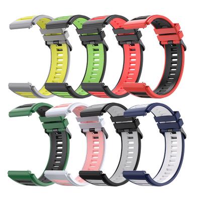 China New Arrival Breathable/Magnetic Color Dual Color Silicone Watch Band Soft Strap For Huawei gt3/gt2 Wristband Watch Strap Silicone Wrist Watch Bands for sale