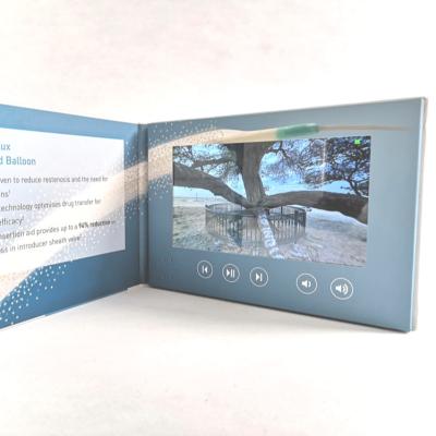 China Europe New Design Customized 360 Degree 7 Inch Chinese Homemade LCD Video Book Brochure Video Card for sale