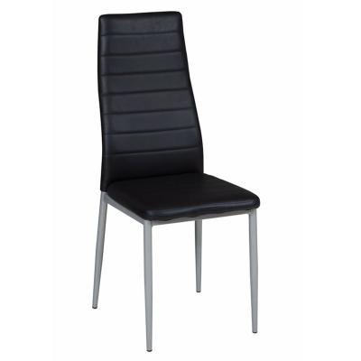 China Free Sample Italian Woven PU PVC Dining Modern Brown Stainless Steel Genuine Black White PU PVC Convertible Dining Chair For Dining Room for sale