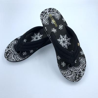 China Printed Use Fabric Covered Waist-Enhancing Sandals For Stylish Ladies for sale