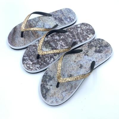 China 2023 New Designer Printed Lady Flip-Flops With Stone Outsole Texture for sale