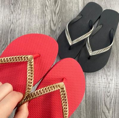 China Deodorization Flip Flops Women's Summer Non-slip Outdoor Metal Flip Flops Chain Splints for sale