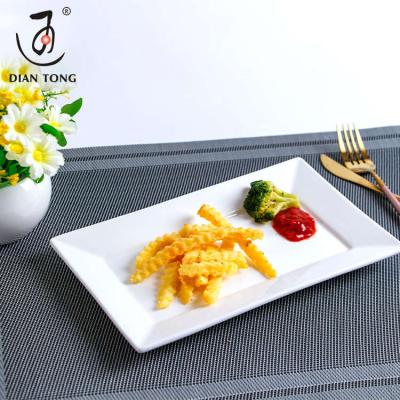 China Viable Custom White Rectangular Ceramic Rectangle Dish DianTong Restaurant Logo Dinner Dishes Dinner Dishes Rectangular Dish for sale