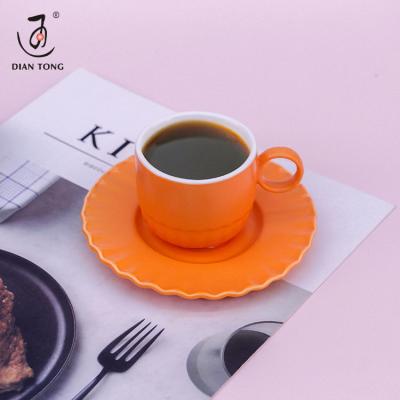 China DianTong New Style Viable Custom Cappuccino Cup Coffee Set Ceramic Cup Espresso Cups And Saucers With Saucer for sale