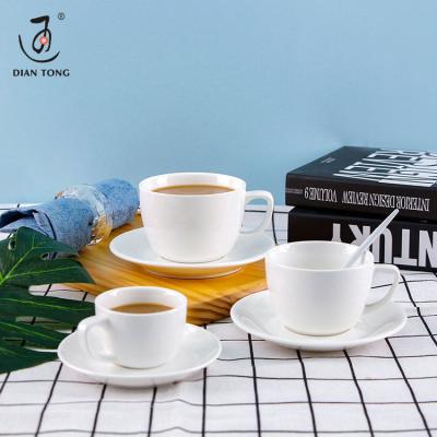 China Viable Hot Sale Simple White Porcelain Biscuit Espresso Cappuccino Ceramic Coffee Cup And Saucer With Custom Logo for sale