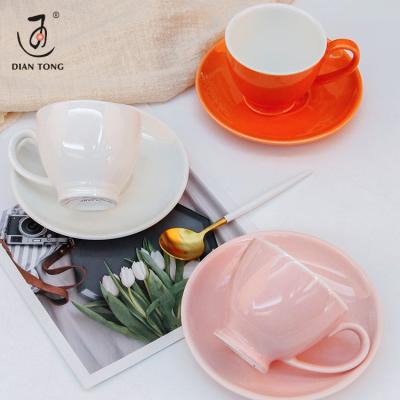 China DianTong Hot Sale Custom Viable Espresso Cappuccino Ceramic Coffee Cup Porcelain Ceramic Coffee Cup Set With Saucer for sale