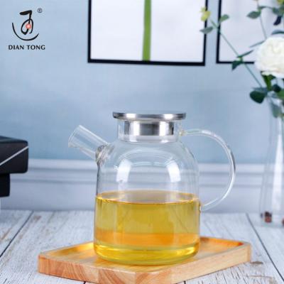 China 1000ml 1600ml high viable heat resistant pyrex borosilicate glass teapot transparent clear teapot with heater for sale