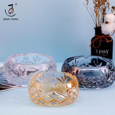 China DianTong high quality glass round ash tray glass ashtray clear custom logo printing for sale