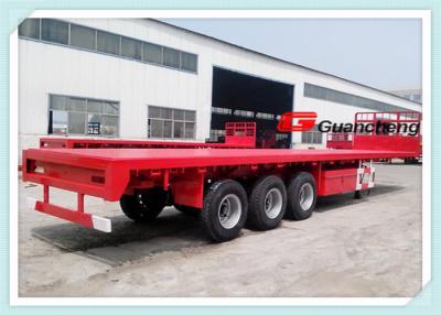 China Tri Axle Flatbed Cargo Heavy Duty Semi Trailer With 55 T Loading Capacity for sale