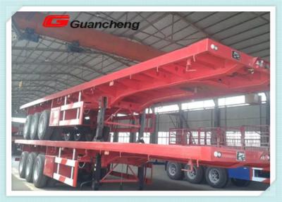 China 40 Feet Flat Bed Heavy Equipment Hauling Trailers / 3 Axle 30 Ton Long Haul Trailer for sale