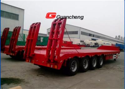 China 3 axle Low Bed Semi Trailer / flatbed trailer equipment ISO CCC for sale