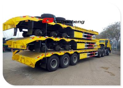 China Truck Trailer Semi Low Bed Trailer , 3 Axle Drop Bed Low Loader Trailer for sale