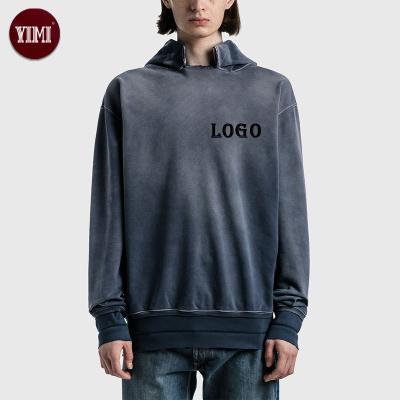 China Custom Heavy Duty Sweatshirts Mens Cotton Pullover Anti-pilling Vintage Wash Unisex Oversized Hoodie for sale