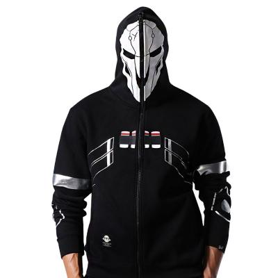 China Anti-Wrinkle Manufacturer Costom Logo Person Cranial Head Printing Griphic Black Face Full Zip Up Hoodies for sale