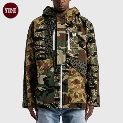 China Custom Men's Clothing Breathable Zipper Up Hoodie Jackets Print Parka Anorak Camouflage Mixed Jacket Men for sale