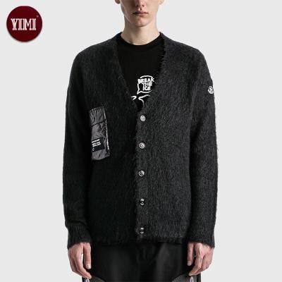 China 2022 Black Fashion Clothes Custom Clothing Anti-pilling Oversized Knitted Cardigan Wool Sweater Men for sale