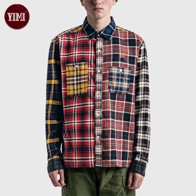 China Anti-Wrinkle Manufacturer Designer Custom Mens Clothes Polo Long Sleeve Cotton Plaid Shirt For Men for sale