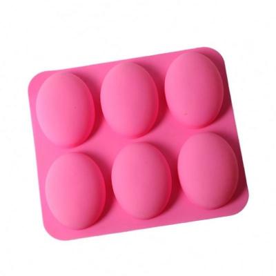 China DIY Sustainable Crafts And Soap Bar Making (Round, Pebble) 6 Cavity Oval Silicone Soap Mold for sale