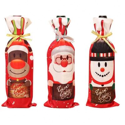 China Fabric Christmas Decor Wine Bottle Cover Christmas Stocking Gift Christmas Decorations For Home T1010 for sale