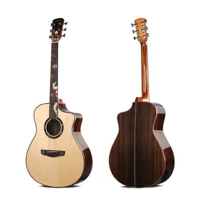 China High Quality Vivid Eastern Cherry Japan Fir Far 41 Inches All Solid Handmade Acoustic Guitar For Wholesale for sale