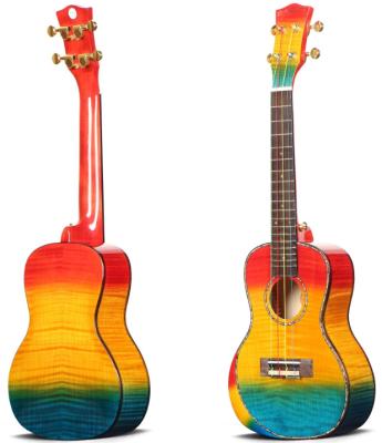 China Popular Ukulele Top Selling W-D13-24 Cherry Rainbow Color Oriental Solid Top 24inch Concert Ukulele Customized Colorful Shells Binding OEM for sale