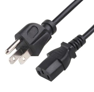 中国 USA 3 Pin NEMA 5-15P Plug to IEC 320 C13 Power Cords Set PVC 1.8M 1800mm Black 3 Pin Plug UL Power Cable 販売のため