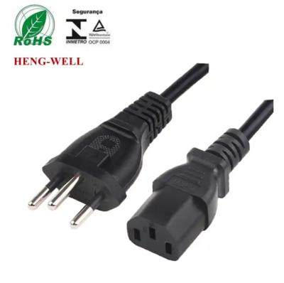 中国 Laptop Brazil Power Cord 3 Pin Plug IEC C13 Connector Cable 10A 250V 販売のため