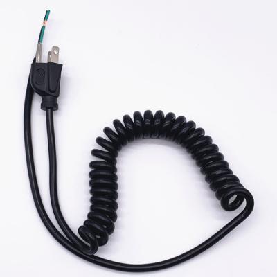 中国 UL American Spiral Cable Power Cords , 3 Pin NEMA 5-15P Plug To Tail Bare Power Cables 販売のため