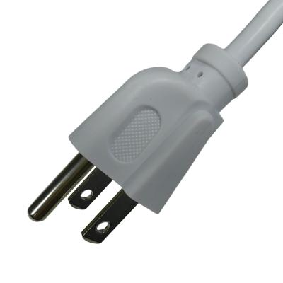 中国 10A 125V 18AWG PVC電源コード 白 UL 3ピンプラグ US標準電源コード 販売のため