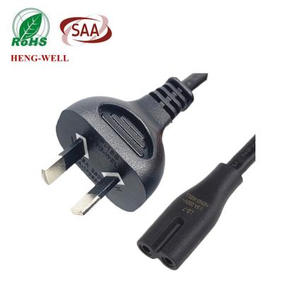 China RCM SAA Goedgekeurde 7,5A 250V binnenstroomkabel met SAA 2PIN-plug en C7/C17-connector Te koop