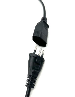 China Brazil Extension Cords Female Plug 3 Pin Prong 10A 250V Brazil Female Power Extension Cable for sale