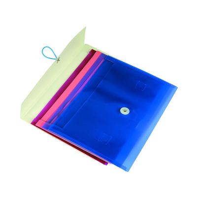 China Clear Plastic File Folder A4 PP String Button Closure Envelope Folder Pocket Holder Bag for sale