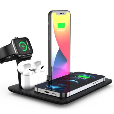 China 4 in 1 2021 New Arrival Wireless Charger Stand Fast Wireless Charging Station 4 in 1 Qi Wireless Charger Stand for sale