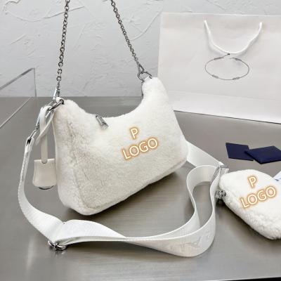 China Cross 2022 - fashion new arrival winter wool handbags P popular brand shoulder purse body bags with box for sale