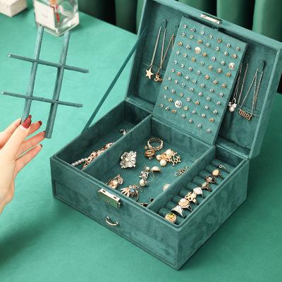 China Multi-Layer Jewelry Velvet Factory Outlet Jewelry Storage Box Velvet Jewelry Ring Box for sale