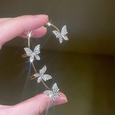 China CLASSIC butterfly style rhinestone butterfly earrings simple ear cuff earrings rhinestone butterfly earrings for sale