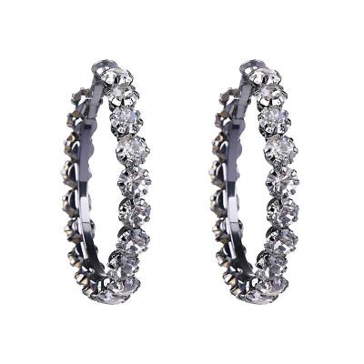 China Hot Selling Hiphop Shape In 2022 Round Zircon Stud Earrings For Girls Big Silver Gold Circle Earrings for sale