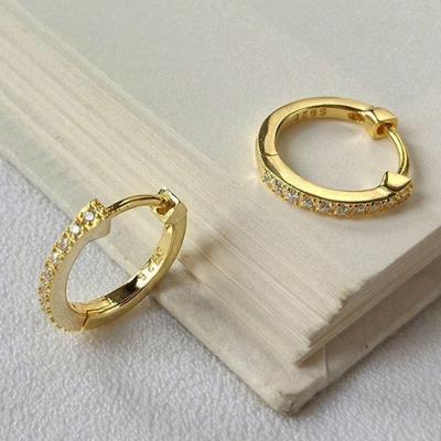 China CLASSIC Gold Plated Earring Gold Cubic Zirconia Hoop Earrings Jewelry 925 Sterling Silver Earring for sale