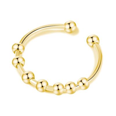 China FASHIONABLE Tik Tok Hot Selling Beaded Ring Gold Stretch Beaded Rings Stainless Steel Adjustable for sale