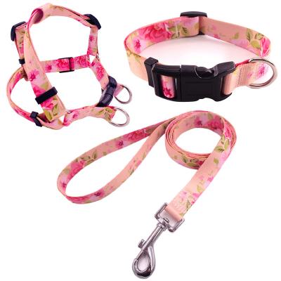 China Custom Hot Selling Pet Clothes Fashion Dog Collar Leash Harness Set Wholesale Dog Products For Walking Dogs for sale