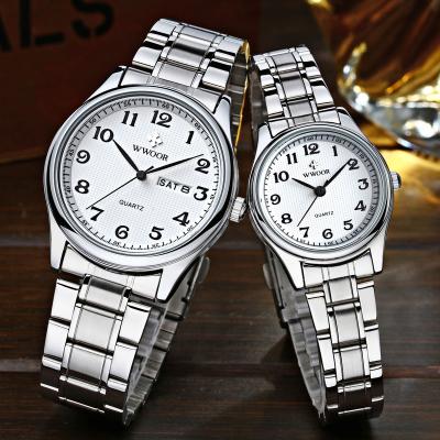 China Automatic Single Date Lovers Analog Watches Stainless Steel Quartz Watch Price Couple for sale