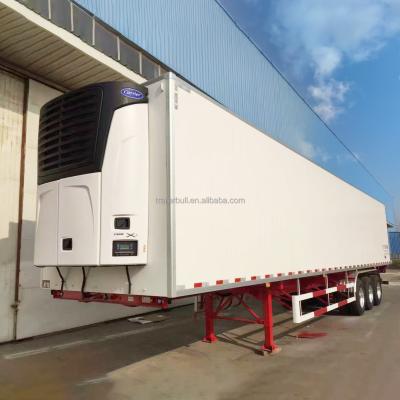 China Stainless Steel 45ft 3 Axle Frozen Meat Refrigerated Trailer with Thermoking Carrier Units for sale