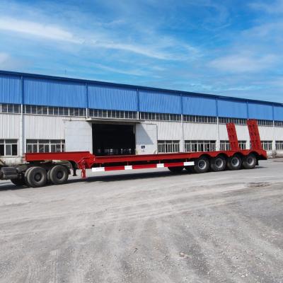 China 14m 80t Capacity 4 Axles Semi Lowbed Trailer for sale