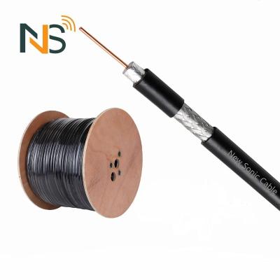 China Black PE PVC LSZH RG6 Coaxial Cable Double Wire Shield 18AWG Coaxial Satellite TV for sale