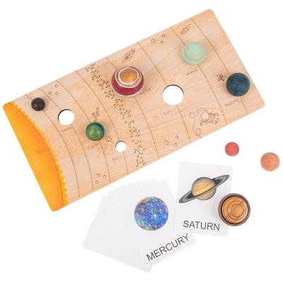 China Colorful 3D Solar System Wooden Puzzle Earth Sun Earth Space 9 Planets Science Puzzles Toys For Children Training Educational Toy Gift for sale